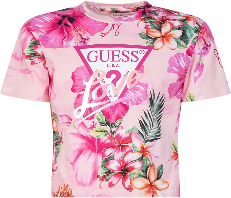 Guess T-shirt con Stampa Floreale e Logo