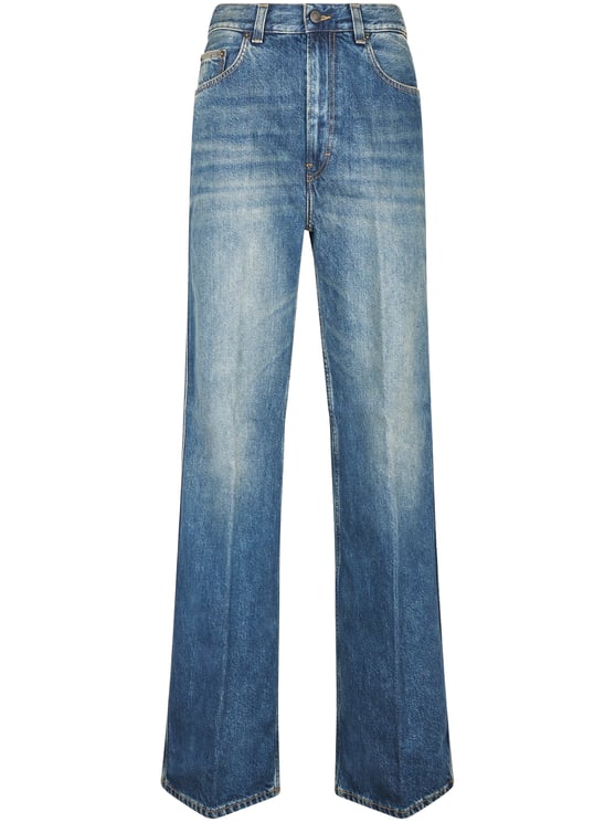 Haikure Medium Blue Wash High-Waist Wide-Leg Jeans