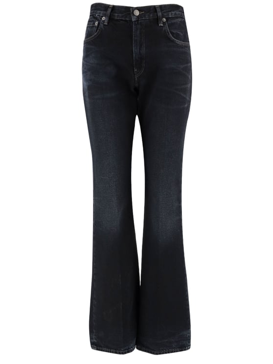 Haikure Dark Denim Jeans with Classic Five-Pocket Design and Subtle Fading