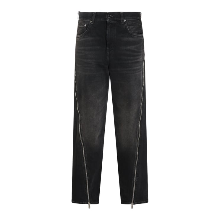Haikure High-Waisted Straight-Leg Jeans with Vertical Silver Zippers