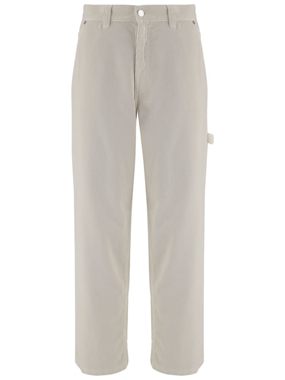 Haikure Ivory Ribbed Cotton Velvet Pants With Multi-Pocket Design