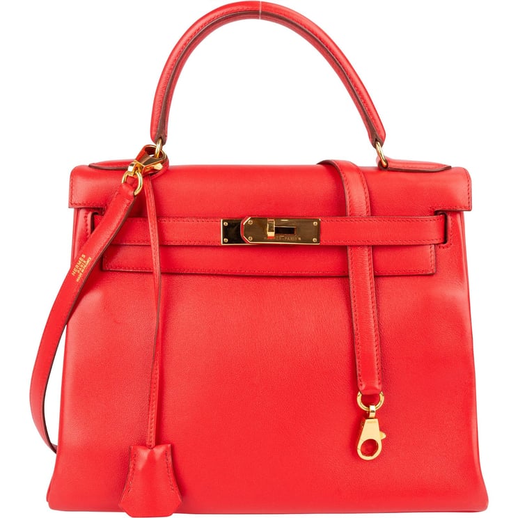 Hermès Hermès Rouge Swift Leather Kelly 28 Handbag