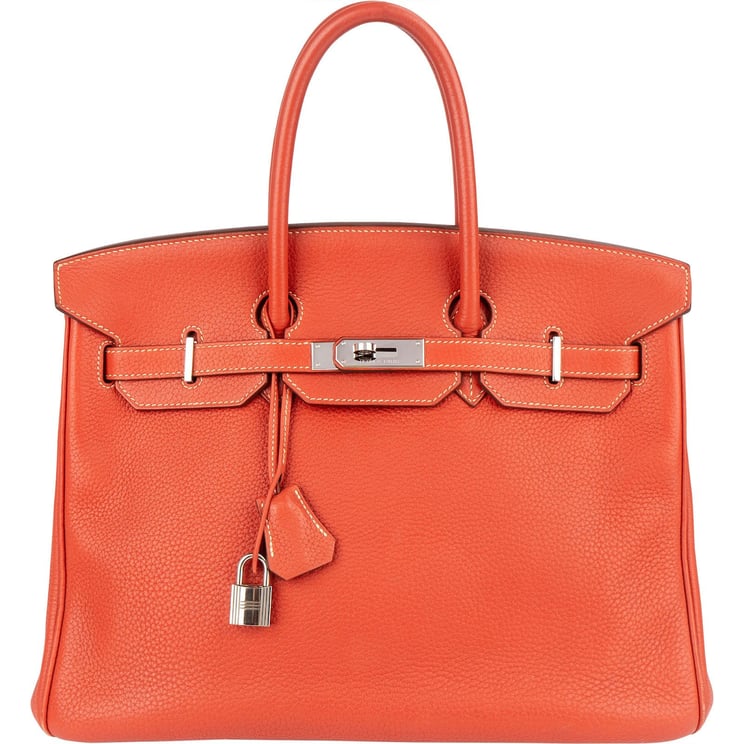 Hermès Hermès Pink Taurillon Clemence Birkin 35 Handbag Clay Red Bougainvillier
