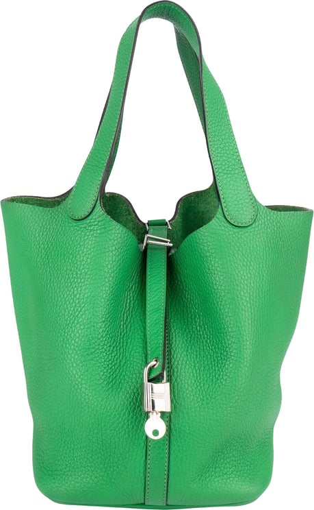 Hermès Hermès Green Taurillon Clemence Picotin Lock 22 (MM) Handbag