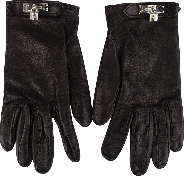 Hermès Hermès Black Leather Kelly Women Gloves