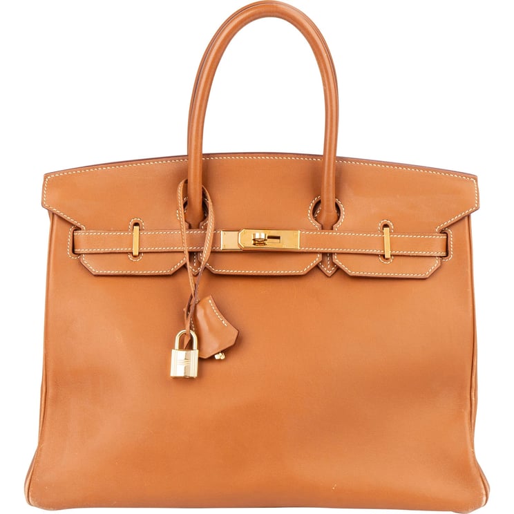 Hermès Hermès Brun Vache Natural Leather Birkin 35 Handbag