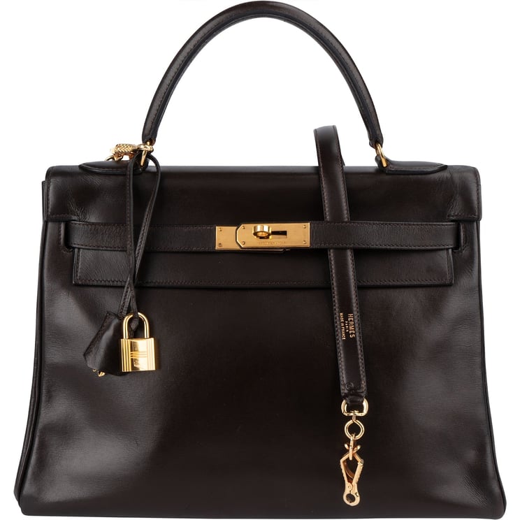Hermès Hermès Brun Box Calf Kelly 32 Sellier Handbag