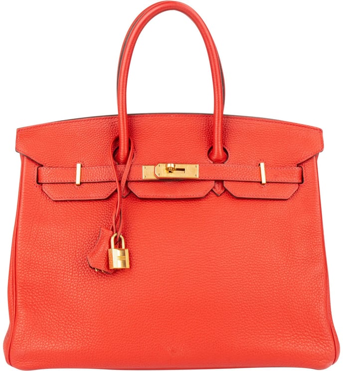 Hermès Hermès Rouge Fjord Leather Birkin 35 Handbag