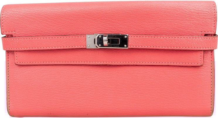 Hermès Hermès Bubble Gum Mysore Leather Kelly Wallet