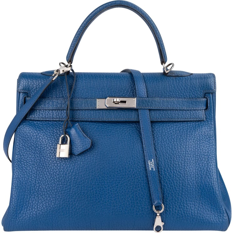 Hermès Hermès Bleu Togo Leather Kelly Retourne 35 Handbag