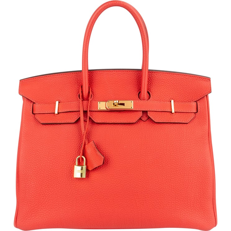 Hermès Hermès Rouge Coral Togo Leather Birkin 35 Handbag Gold Hardware