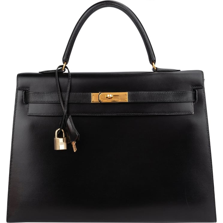 Hermès Hermès Noir Boxcalf Kelly 35 Sellier Handbag