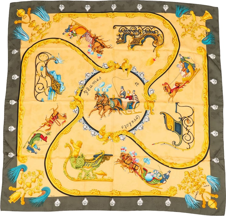 Hermès Hermès Plumes et Grelots Silk Carre 90 Scarf Tuch