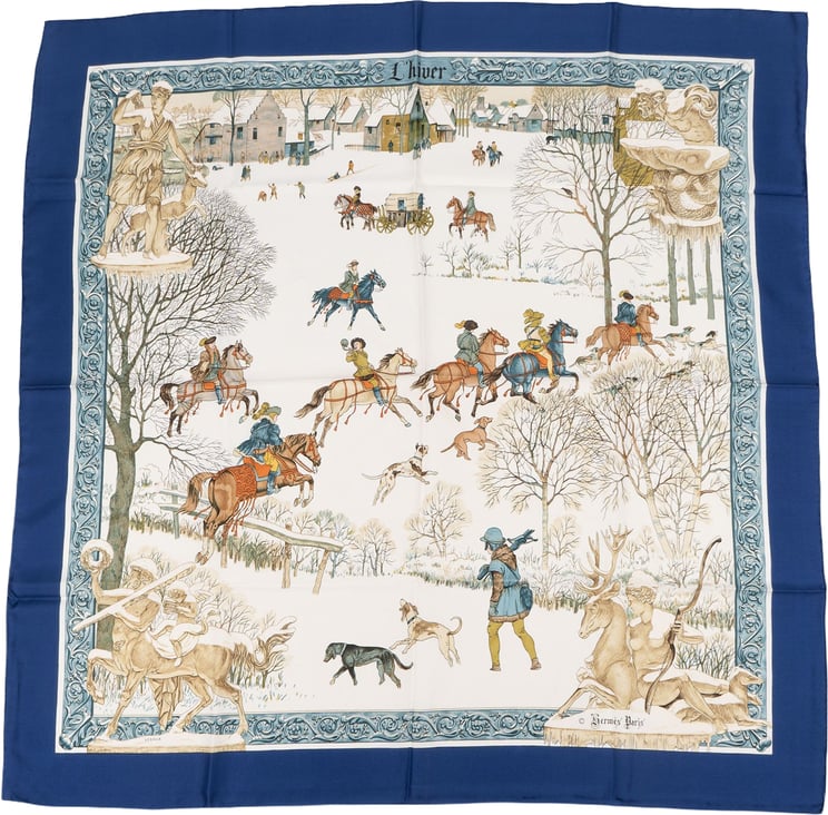 Hermès Hermès L'Hiver Silk Carre 90 Scarf Tuch