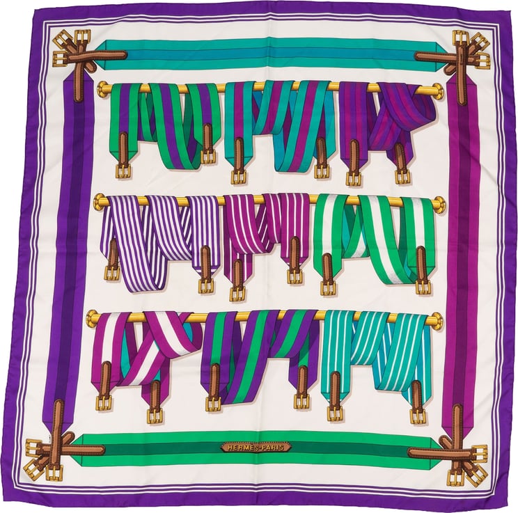 Hermès Hermès Les Sangles Silk Carre 90 Scarf Tuch