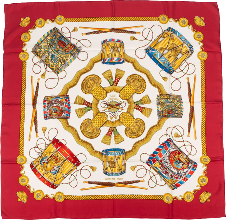 Hermès Hermès Les Tambours Silk Carre 90 Scarf Tuch