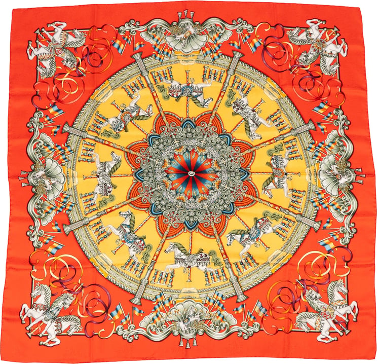 Hermès Hermès Carrousel Silk Carre 90 Scarf Tuch