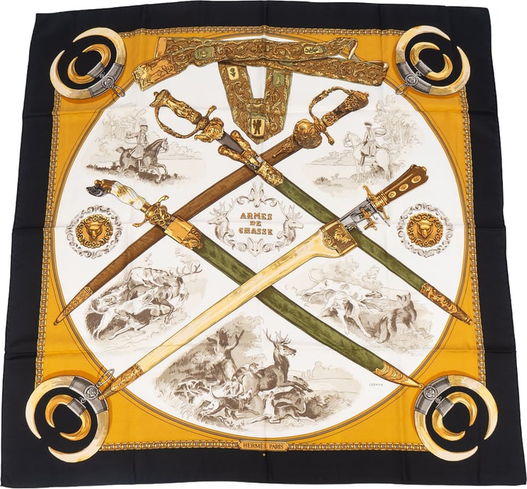 Hermès Hermès Armes de Chasse Silk Carre 90 Scarf Tuch