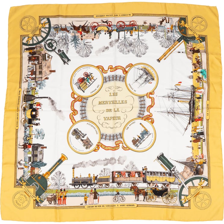 Hermès Hermès Les Merveilles de la Vapeur Silk Carre 90 Scarf Tuch