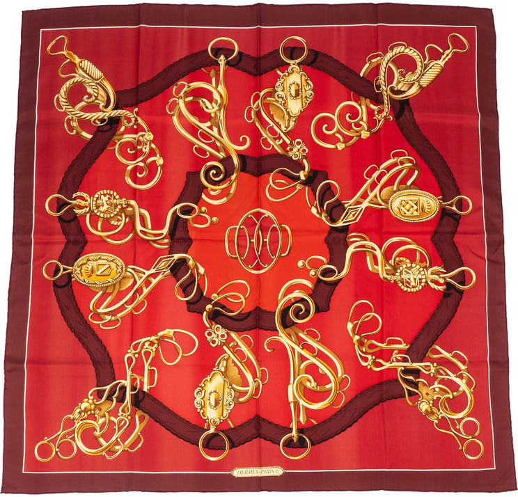 Hermès Hermès Mors et Gourmettes Silk Carre 90 Scarf Tuch