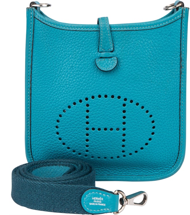 Hermès Hermès Bleu Taurillon Clemence Evelyne 16 Crossbody Bag