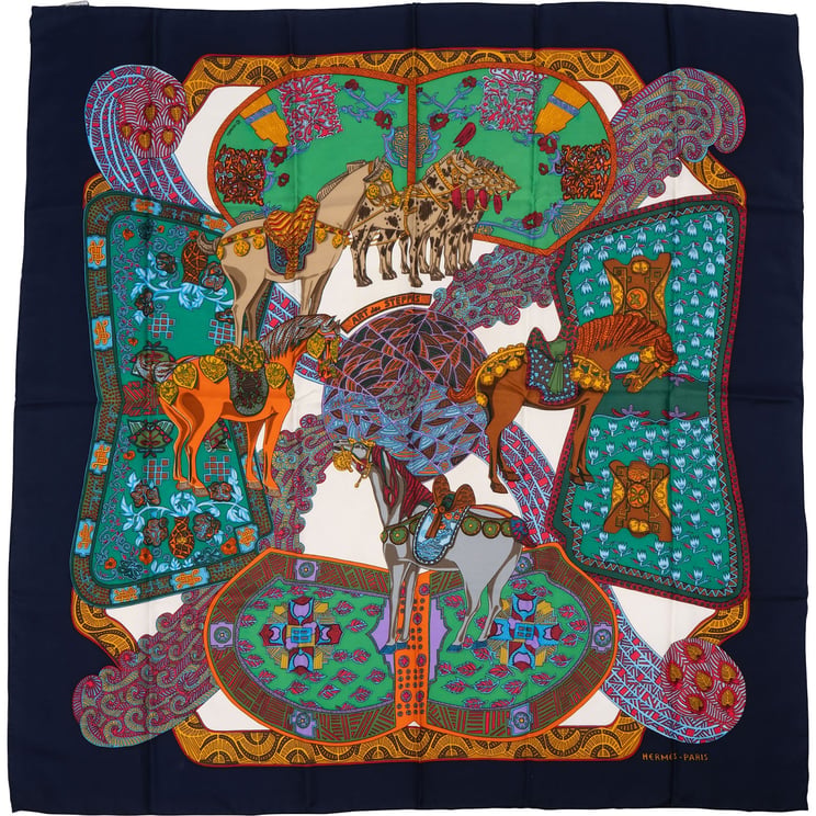 Hermès Hermès L'Art des Steppes Silk Carre 90 Scarf Tuch