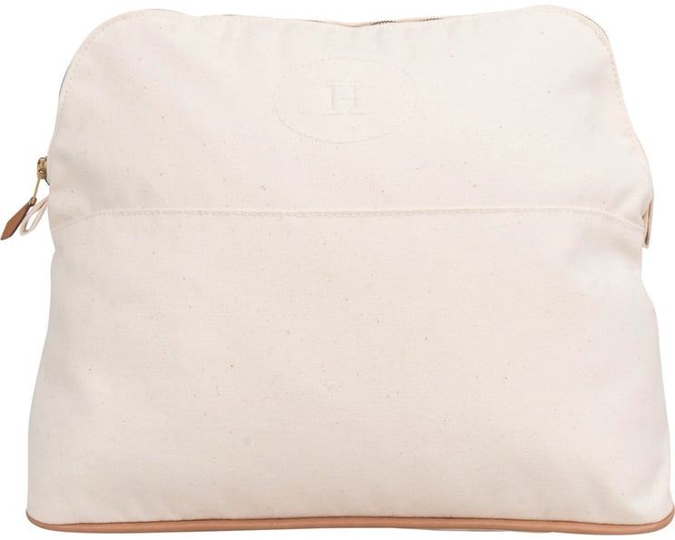 Hermès Hermès White Cotton Bolide Accessoires Bag