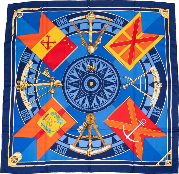 Hermès Hermès Sextants Silk 90 Scarf Tuch