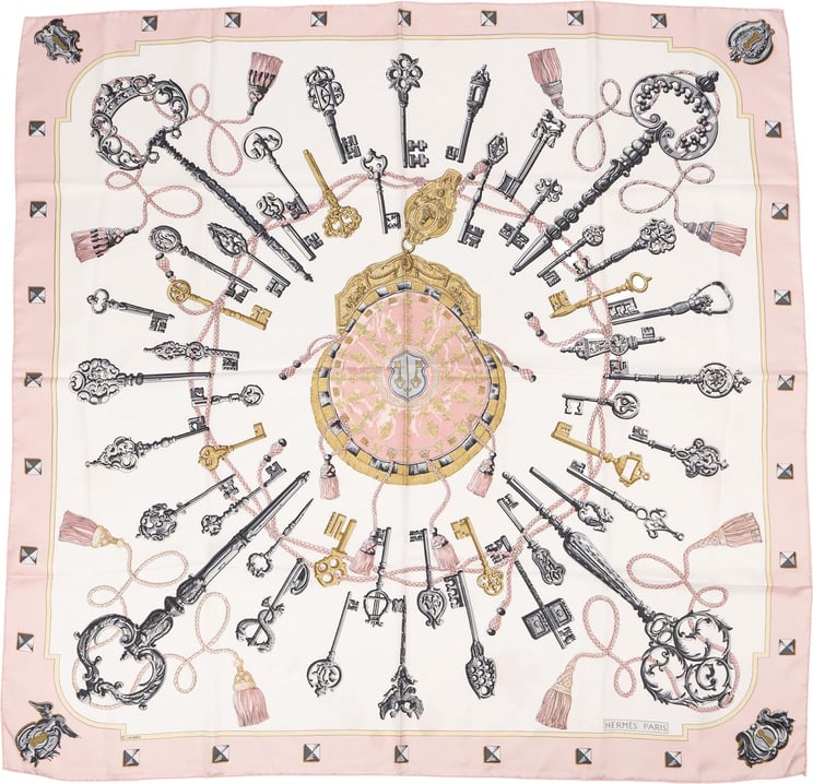Hermès Hermès Les Cles Silk 90 Scarf Tuch