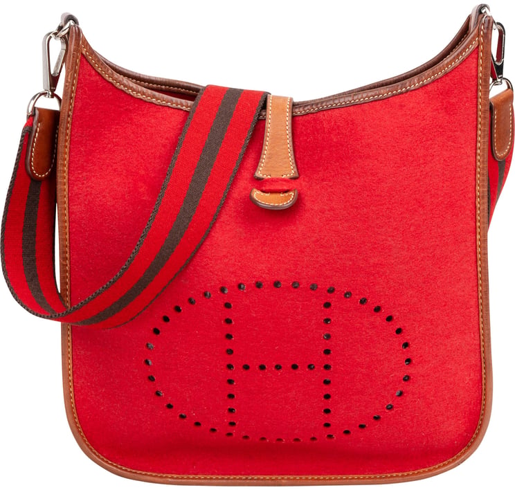 Hermès Hermès Rouge Wool Felt Evelyne PM Crossbody Bag