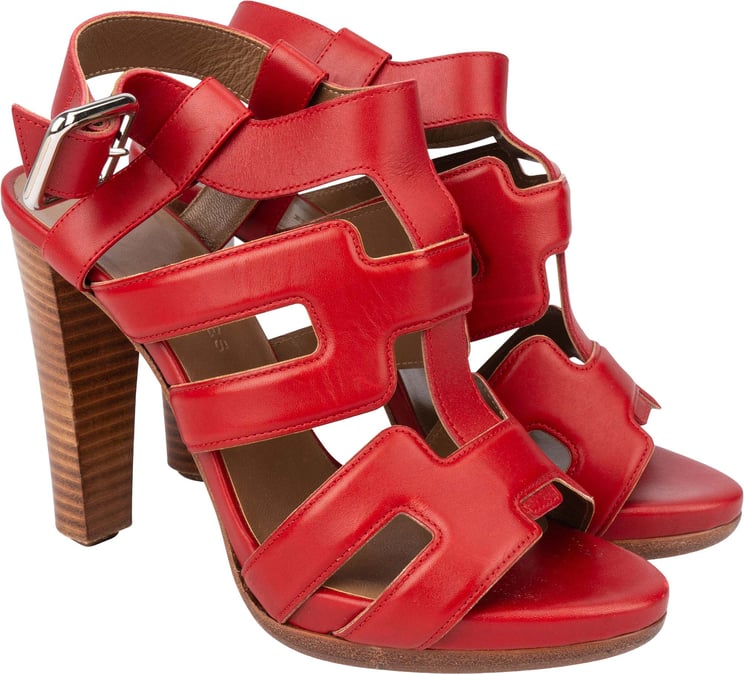 Hermès Hermès Rouge Leather Gladiator Sandals (35,5)