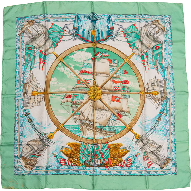 Hermès Hermès Classic "Vive Le Vent" Silk Carre 90 Scarf Tuch