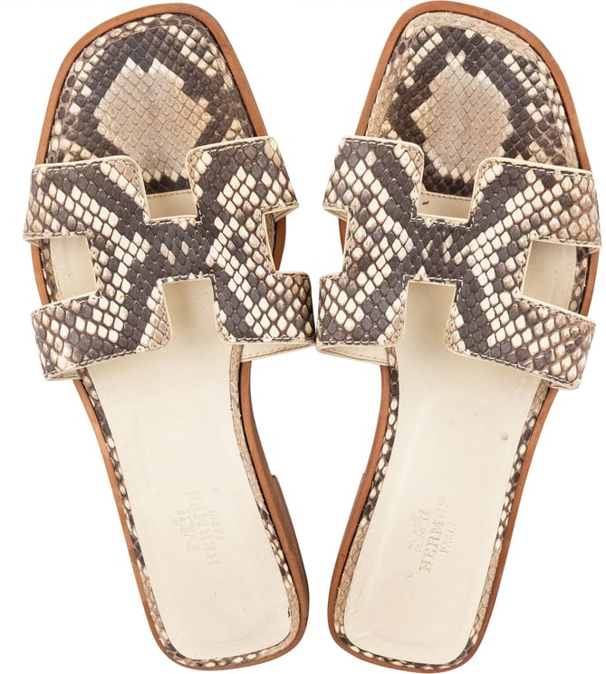 Hermès Hermès Python Leather Oran Sandals (36,5)