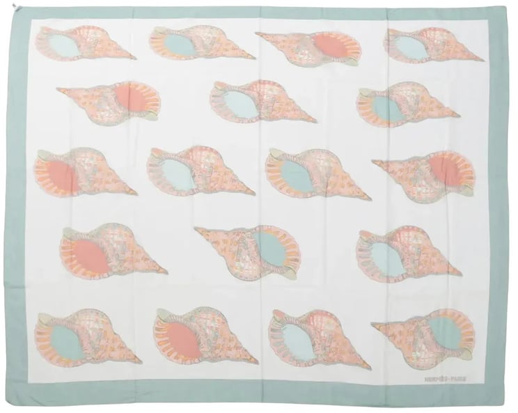 Hermès Hermès Carré "Shell" Cotton handkerchief in Blue