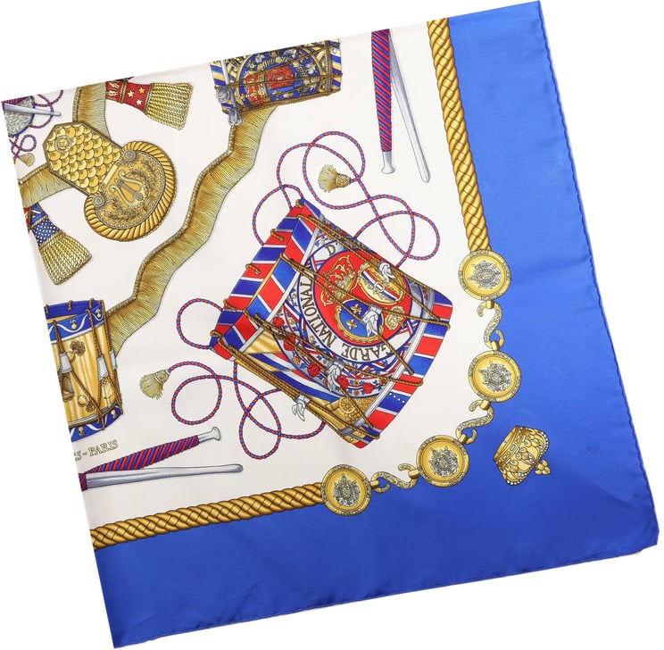 Hermès Hermès Carré 90 "Tambour no Taiko" Silk handkerchief in Blue