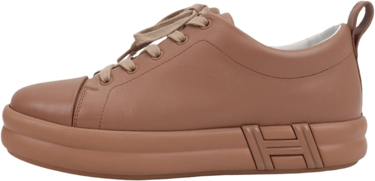 Hermès Hermès Happy Leather Sneakers in Brown, Size 39
