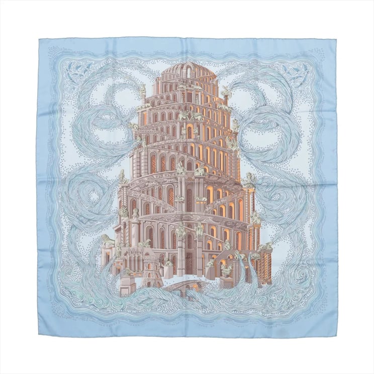 Hermès Hermès Carré 90 "LES RIVIERES DE BABEL" Silk handkerchief in Blue