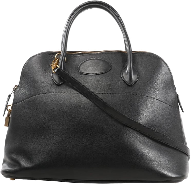 Hermès HERMES Bolide 35 Veau Gulliver 2Way Handbag in Black ○Y:1995