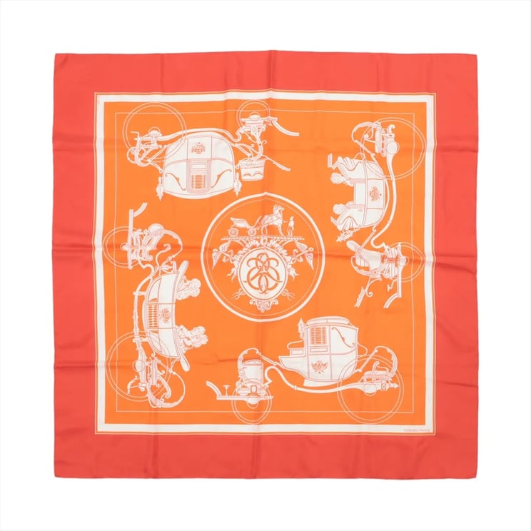 Hermès Hermès Carré 90 "Ex-Libris" Silk handkerchief in Orange