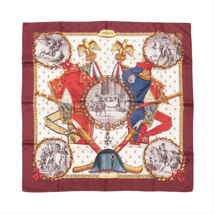 Hermès Hermès Carré 90 "NAPOLEON" Silk handkerchief in Burgundy