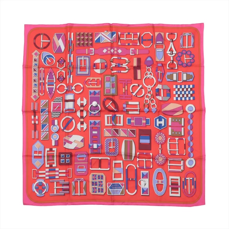 Hermès Hermès Carré 90 "CARRE EN BOUCLES" Silk handkerchief in Red