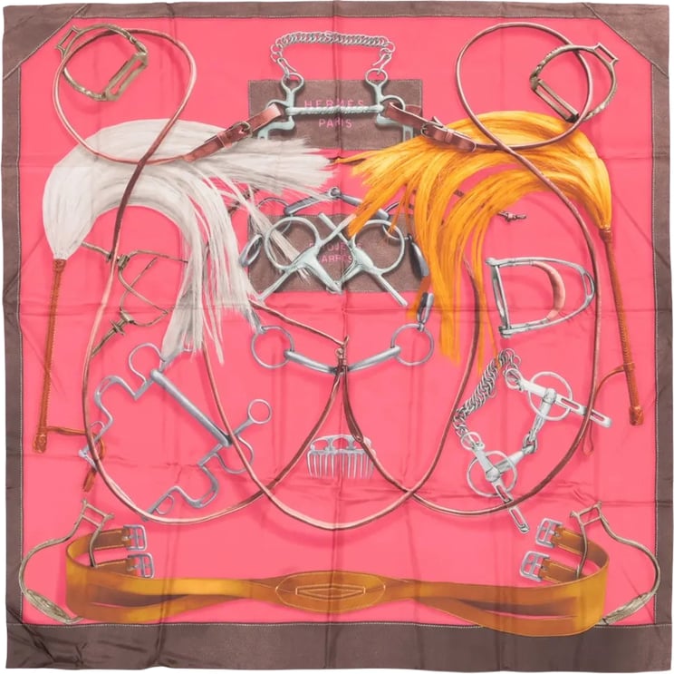 Hermès Hermès Carré 140 "Projets Carres au Crayon" Silk handkerchief in Pink