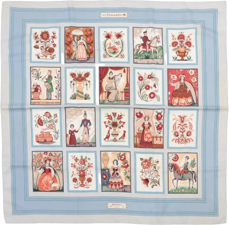 Hermès Hermès Carré 90 "IMAGERIE" Silk handkerchief in Blue