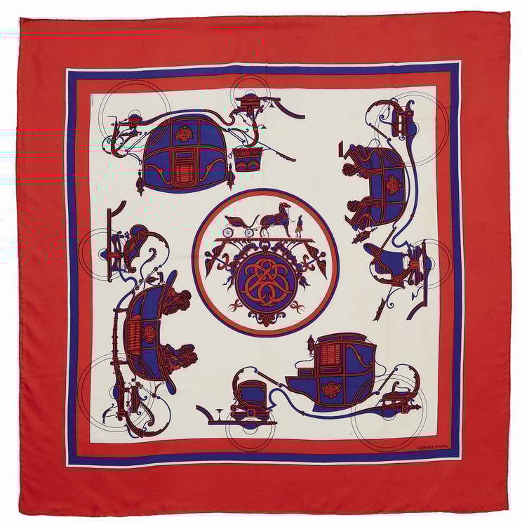 Hermès Hermès Carré 90 "Ex Libris" Silk handkerchief in Red