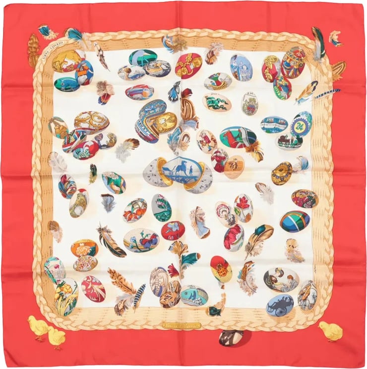 Hermès Hermès Carré 90 "Couvee d'Hermes" Silk handkerchief in Red