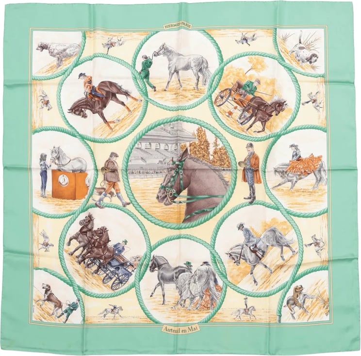 Hermès Hermès Carré 90 "Auteuil en Mai" Silk handkerchief in Green