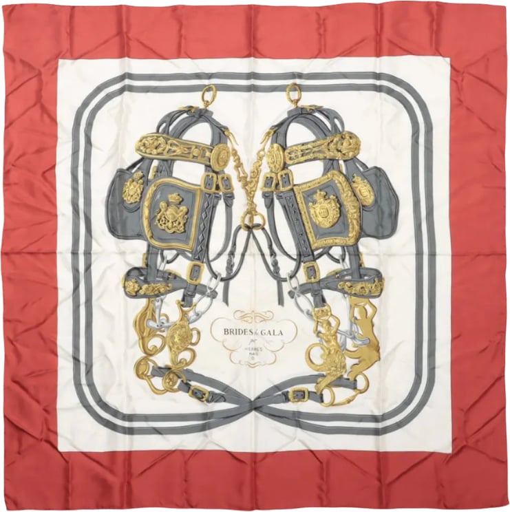 Hermès Hermès Carré 90 "BRIDES de GALA" Silk handkerchief in Red