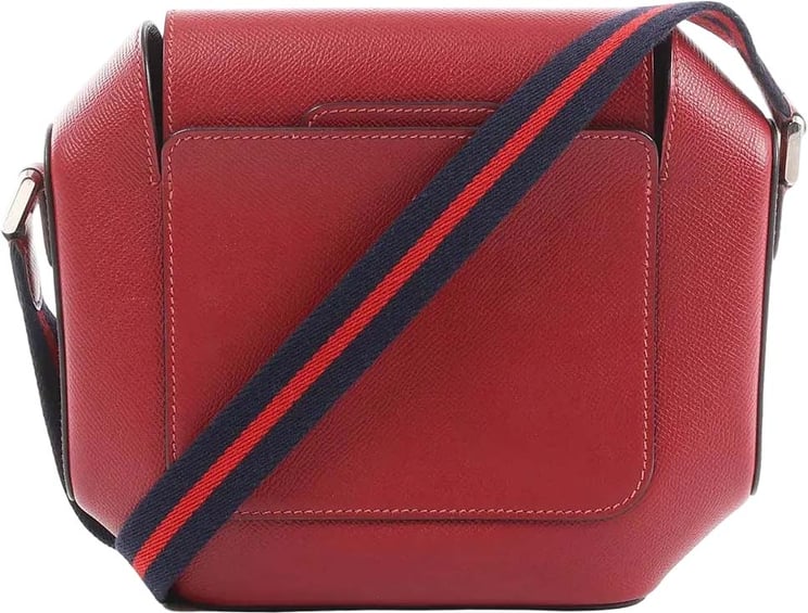 Hermès HERMES Octagon Veau Epsom Crossbody Bag in Rouge Grenat X: 2016