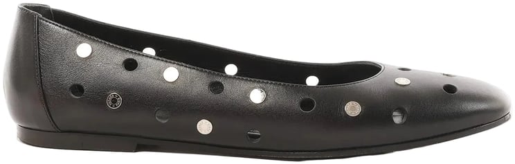 Hermès Hermès Serie Button Punching Sack Leather Ballet Flats un Black, Size 39 EU