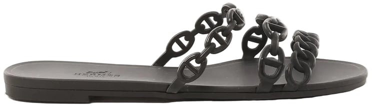 Hermès HERMES Rivage Rubber Sandals in Black, Size 36 EU